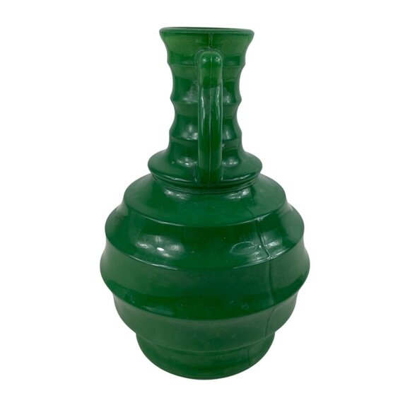 Vintage Green Glass Double Handle Vase - Picture 6 of 12